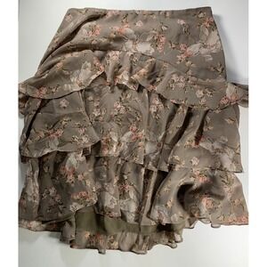 Lauren Ralph Lauren Floral Print Ruffled Georgette Skirt Size 2 | Lined | 100% R
